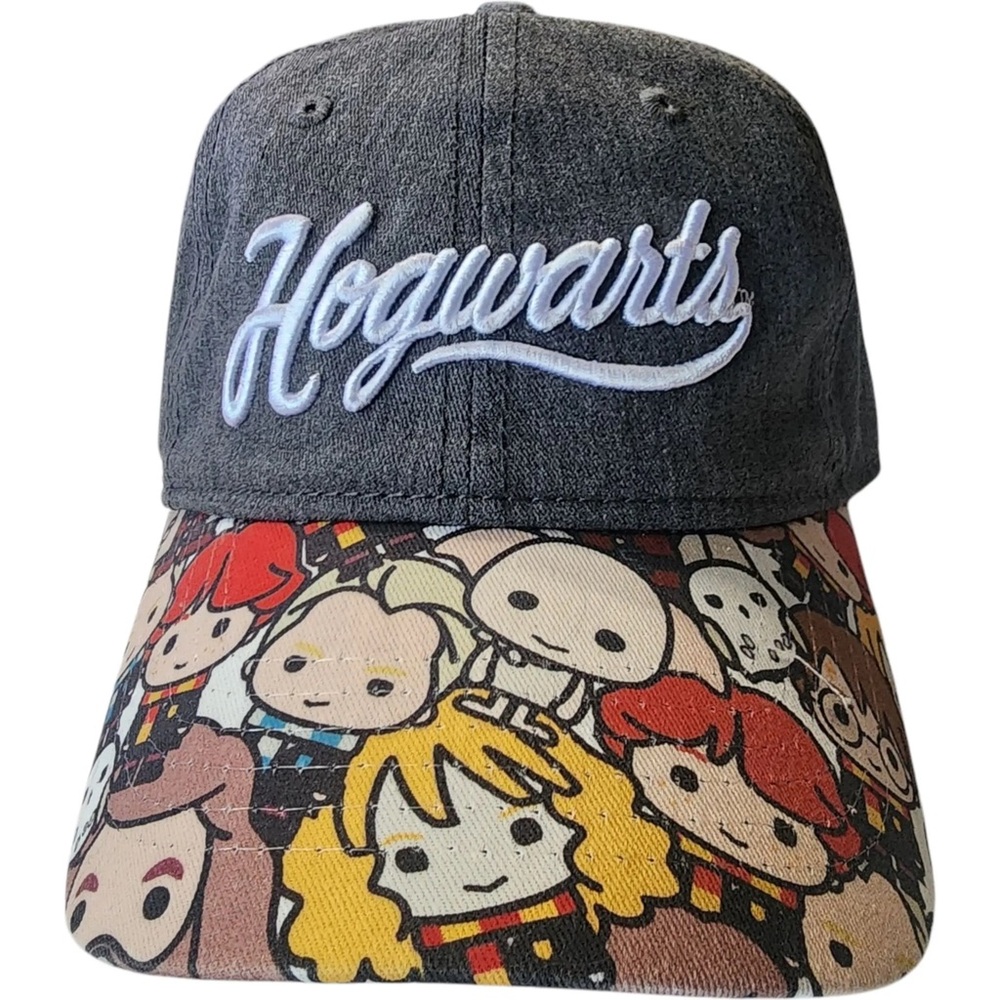 Harry Potter Hogwarts Script Logo Hat Character Brim Baseball Adjustable OS Cap